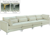 Julia Velvet / Engineered Wood / Metal / Foam Contemporary Cream Velvet Modular Sofa (4 Boxes) - 142" W x 37.5" D x 33" H