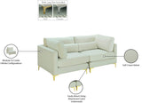 Julia Velvet / Engineered Wood / Metal / Foam Contemporary Cream Velvet Modular Sofa - 75" W x 37.5" D x 33" H