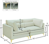 Julia Velvet / Engineered Wood / Metal / Foam Contemporary Cream Velvet Modular Sofa - 75" W x 37.5" D x 33" H