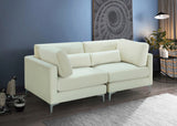 Julia Velvet / Engineered Wood / Metal / Foam Contemporary Cream Velvet Modular Sofa - 75" W x 37.5" D x 33" H