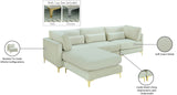 Julia Velvet / Engineered Wood / Metal / Foam Contemporary Cream Velvet Modular Sectional (4 Boxes) - 108.5" W x 77" D x 33" H