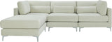 Julia Velvet / Engineered Wood / Metal / Foam Contemporary Cream Velvet Modular Sectional (4 Boxes) - 108.5" W x 77" D x 33" H