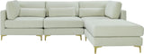 Julia Velvet / Engineered Wood / Metal / Foam Contemporary Cream Velvet Modular Sectional (4 Boxes) - 108.5" W x 77" D x 33" H