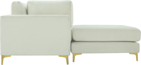 Julia Velvet / Engineered Wood / Metal / Foam Contemporary Cream Velvet Modular Sectional (4 Boxes) - 108.5" W x 77" D x 33" H