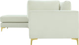 Julia Velvet / Engineered Wood / Metal / Foam Contemporary Cream Velvet Modular Sectional (4 Boxes) - 108.5" W x 77" D x 33" H