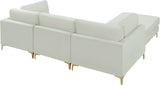 Julia Velvet / Engineered Wood / Metal / Foam Contemporary Cream Velvet Modular Sectional (4 Boxes) - 108.5" W x 77" D x 33" H