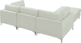 Julia Velvet / Engineered Wood / Metal / Foam Contemporary Cream Velvet Modular Sectional (4 Boxes) - 108.5" W x 77" D x 33" H