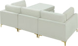 Julia Velvet / Engineered Wood / Metal / Foam Contemporary Cream Velvet Modular Sectional (4 Boxes) - 108.5" W x 77" D x 33" H