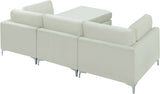 Julia Velvet / Engineered Wood / Metal / Foam Contemporary Cream Velvet Modular Sectional (4 Boxes) - 108.5" W x 77" D x 33" H