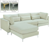 Julia Velvet / Engineered Wood / Metal / Foam Contemporary Cream Velvet Modular Sectional (4 Boxes) - 108.5" W x 77" D x 33" H