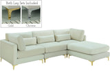 Julia Velvet / Engineered Wood / Metal / Foam Contemporary Cream Velvet Modular Sectional (4 Boxes) - 108.5" W x 77" D x 33" H