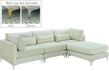 Julia Velvet / Engineered Wood / Metal / Foam Contemporary Cream Velvet Modular Sectional (4 Boxes) - 108.5" W x 77" D x 33" H