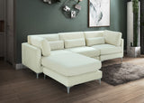 Julia Velvet / Engineered Wood / Metal / Foam Contemporary Cream Velvet Modular Sectional (4 Boxes) - 108.5" W x 77" D x 33" H