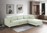 Julia Velvet / Engineered Wood / Metal / Foam Contemporary Cream Velvet Modular Sectional (4 Boxes) - 108.5" W x 77" D x 33" H