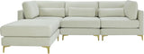 Julia Velvet / Engineered Wood / Metal / Foam Contemporary Cream Velvet Modular Sectional (4 Boxes) - 108.5" W x 77" D x 33" H