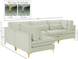 Julia Velvet / Engineered Wood / Metal / Foam Contemporary Cream Velvet Modular Sectional (4 Boxes) - 108.5" W x 71" D x 33" H