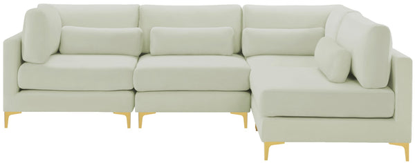 Julia Velvet / Engineered Wood / Metal / Foam Contemporary Cream Velvet Modular Sectional (4 Boxes) - 108.5" W x 71" D x 33" H