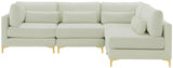 Julia Velvet / Engineered Wood / Metal / Foam Contemporary Cream Velvet Modular Sectional (4 Boxes) - 108.5" W x 71" D x 33" H