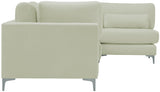 Julia Velvet / Engineered Wood / Metal / Foam Contemporary Cream Velvet Modular Sectional (4 Boxes) - 108.5" W x 71" D x 33" H