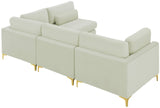 Julia Velvet / Engineered Wood / Metal / Foam Contemporary Cream Velvet Modular Sectional (4 Boxes) - 108.5" W x 71" D x 33" H