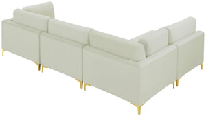 Julia Velvet / Engineered Wood / Metal / Foam Contemporary Cream Velvet Modular Sectional (4 Boxes) - 108.5" W x 71" D x 33" H