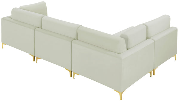 Julia Velvet / Engineered Wood / Metal / Foam Contemporary Cream Velvet Modular Sectional (4 Boxes) - 108.5" W x 71" D x 33" H