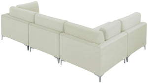 Julia Velvet / Engineered Wood / Metal / Foam Contemporary Cream Velvet Modular Sectional (4 Boxes) - 108.5" W x 71" D x 33" H