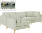 Julia Velvet / Engineered Wood / Metal / Foam Contemporary Cream Velvet Modular Sectional (4 Boxes) - 108.5" W x 71" D x 33" H