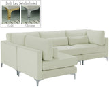 Julia Velvet / Engineered Wood / Metal / Foam Contemporary Cream Velvet Modular Sectional (4 Boxes) - 108.5" W x 71" D x 33" H