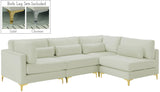 Julia Velvet / Engineered Wood / Metal / Foam Contemporary Cream Velvet Modular Sectional (4 Boxes) - 108.5" W x 71" D x 33" H