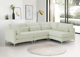 Julia Velvet / Engineered Wood / Metal / Foam Contemporary Cream Velvet Modular Sectional (4 Boxes) - 108.5" W x 71" D x 33" H