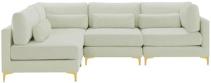 Julia Velvet / Engineered Wood / Metal / Foam Contemporary Cream Velvet Modular Sectional (4 Boxes) - 108.5" W x 71" D x 33" H