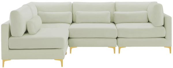 Julia Velvet / Engineered Wood / Metal / Foam Contemporary Cream Velvet Modular Sectional (4 Boxes) - 108.5" W x 71" D x 33" H