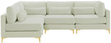 Julia Velvet / Engineered Wood / Metal / Foam Contemporary Cream Velvet Modular Sectional (4 Boxes) - 108.5" W x 71" D x 33" H