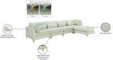 Julia Velvet / Engineered Wood / Metal / Foam Contemporary Cream Velvet Modular Sectional (5 Boxes) - 142" W x 77" D x 33" H