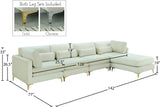 Julia Velvet / Engineered Wood / Metal / Foam Contemporary Cream Velvet Modular Sectional (5 Boxes) - 142" W x 77" D x 33" H