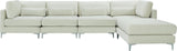 Julia Velvet / Engineered Wood / Metal / Foam Contemporary Cream Velvet Modular Sectional (5 Boxes) - 142" W x 77" D x 33" H