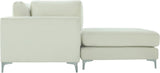 Julia Velvet / Engineered Wood / Metal / Foam Contemporary Cream Velvet Modular Sectional (5 Boxes) - 142" W x 77" D x 33" H