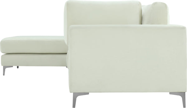 Julia Velvet / Engineered Wood / Metal / Foam Contemporary Cream Velvet Modular Sectional (5 Boxes) - 142" W x 77" D x 33" H