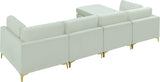 Julia Velvet / Engineered Wood / Metal / Foam Contemporary Cream Velvet Modular Sectional (5 Boxes) - 142" W x 77" D x 33" H