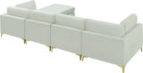 Julia Velvet / Engineered Wood / Metal / Foam Contemporary Cream Velvet Modular Sectional (5 Boxes) - 142" W x 77" D x 33" H