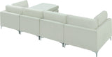 Julia Velvet / Engineered Wood / Metal / Foam Contemporary Cream Velvet Modular Sectional (5 Boxes) - 142" W x 77" D x 33" H