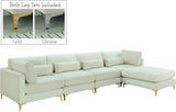 Julia Velvet / Engineered Wood / Metal / Foam Contemporary Cream Velvet Modular Sectional (5 Boxes) - 142" W x 77" D x 33" H