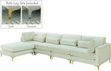 Julia Velvet / Engineered Wood / Metal / Foam Contemporary Cream Velvet Modular Sectional (5 Boxes) - 142" W x 77" D x 33" H