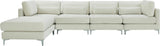 Julia Velvet / Engineered Wood / Metal / Foam Contemporary Cream Velvet Modular Sectional (5 Boxes) - 142" W x 77" D x 33" H