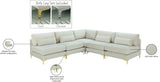 Julia Velvet / Engineered Wood / Metal / Foam Contemporary Cream Velvet Modular Sectional (5 Boxes) - 104.5" W x 112.5" D x 33" H