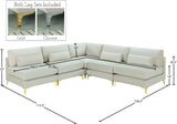 Julia Velvet / Engineered Wood / Metal / Foam Contemporary Cream Velvet Modular Sectional (5 Boxes) - 104.5" W x 112.5" D x 33" H