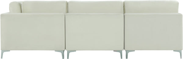 Julia Velvet / Engineered Wood / Metal / Foam Contemporary Cream Velvet Modular Sectional (5 Boxes) - 104.5" W x 112.5" D x 33" H