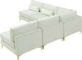 Julia Velvet / Engineered Wood / Metal / Foam Contemporary Cream Velvet Modular Sectional (5 Boxes) - 104.5" W x 112.5" D x 33" H