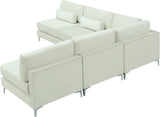 Julia Velvet / Engineered Wood / Metal / Foam Contemporary Cream Velvet Modular Sectional (5 Boxes) - 104.5" W x 112.5" D x 33" H